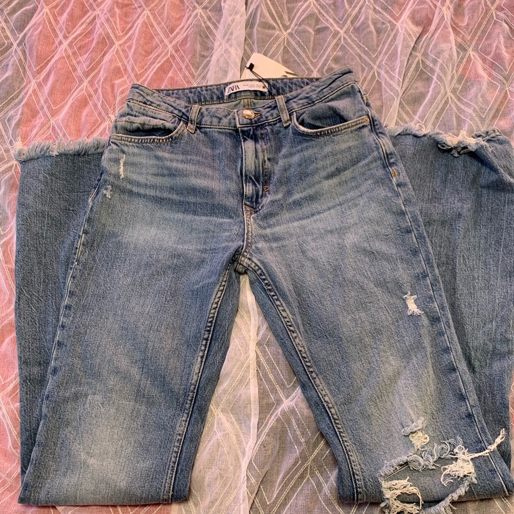 Zara Ripped Wide Leg Jeans - Picture 3 of 12